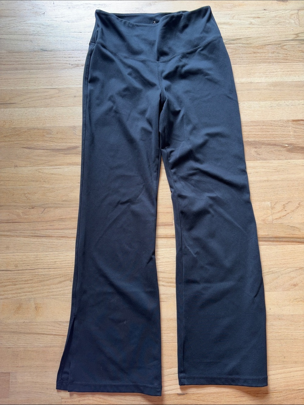 Black Danskin Straight Wide Leg Yoga Pants with Slit Ankle detail